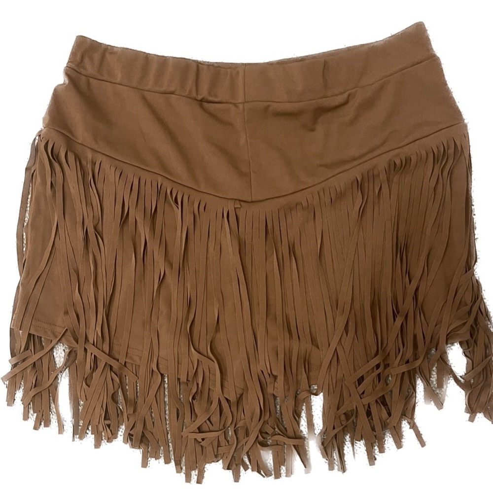 Brown Fringe Shorts Women Size 1XL BRAND NEW